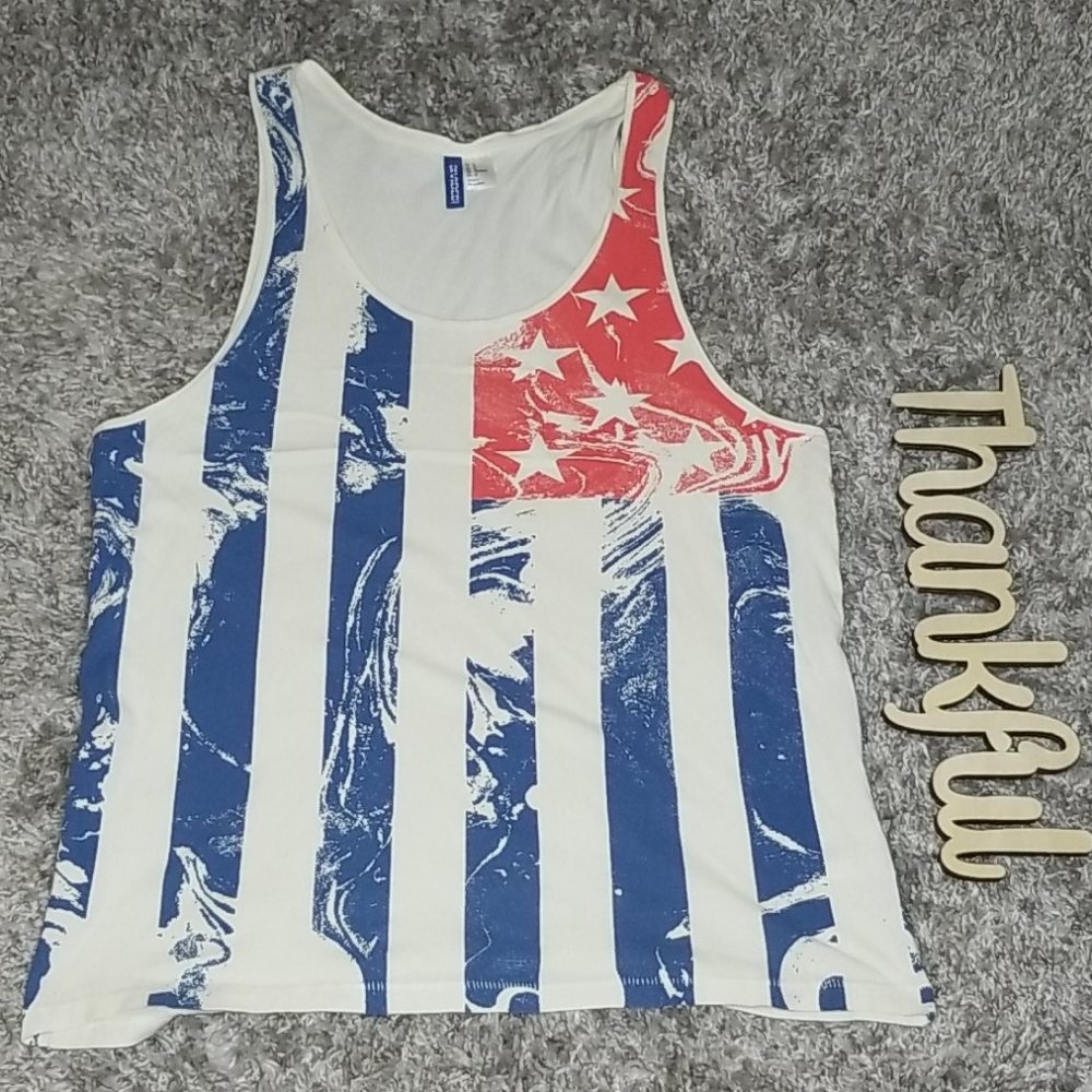 EUC🔥 H&M/Divided USA Flag Tank Top/ A-Shirt